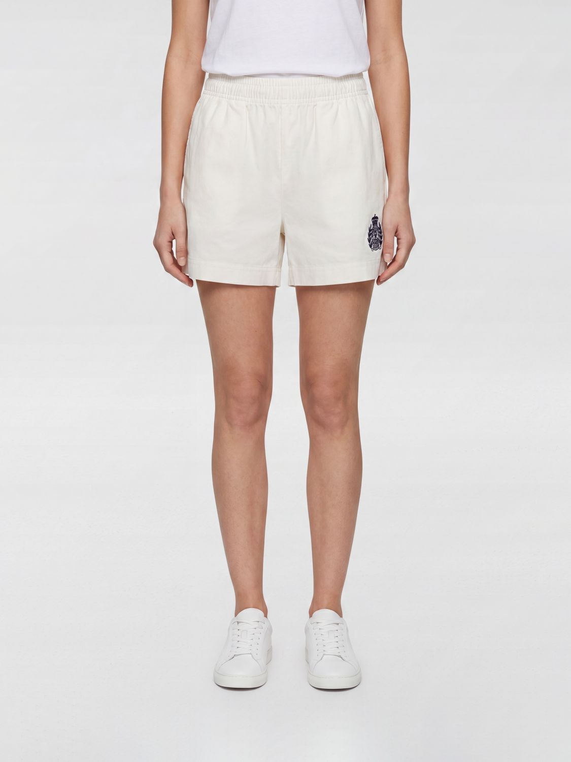 SPORTY & RICH Cotton Shorts with Elasticated Waist and Contrast Logo