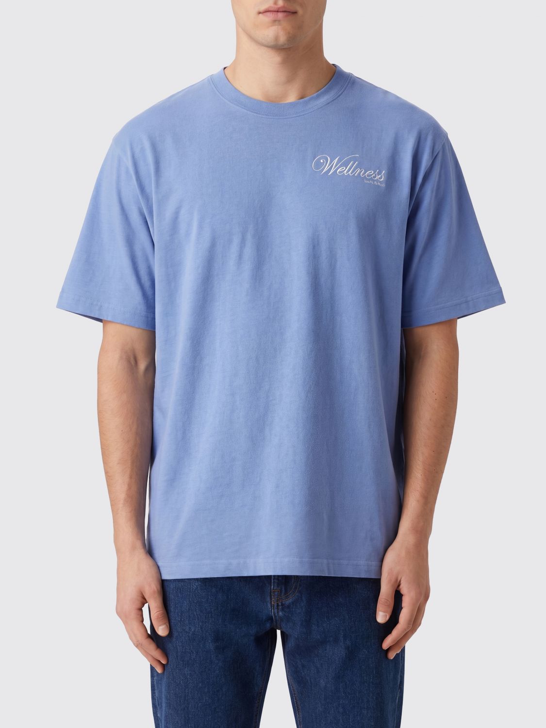 SPORTY & RICH Crewneck Cotton T-shirt with Contrast Logo