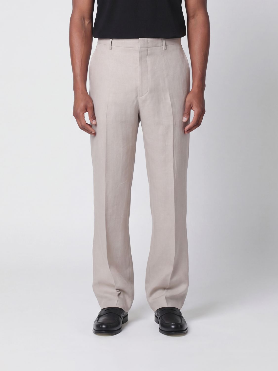 TAGLIATORE Tailored Linen Trousers with Mid-Rise Waist and Belt Loops　TAGLIATORE ミッドライズウエストとベルトループ付きテーラードリネンパンツ TAGLIATORE