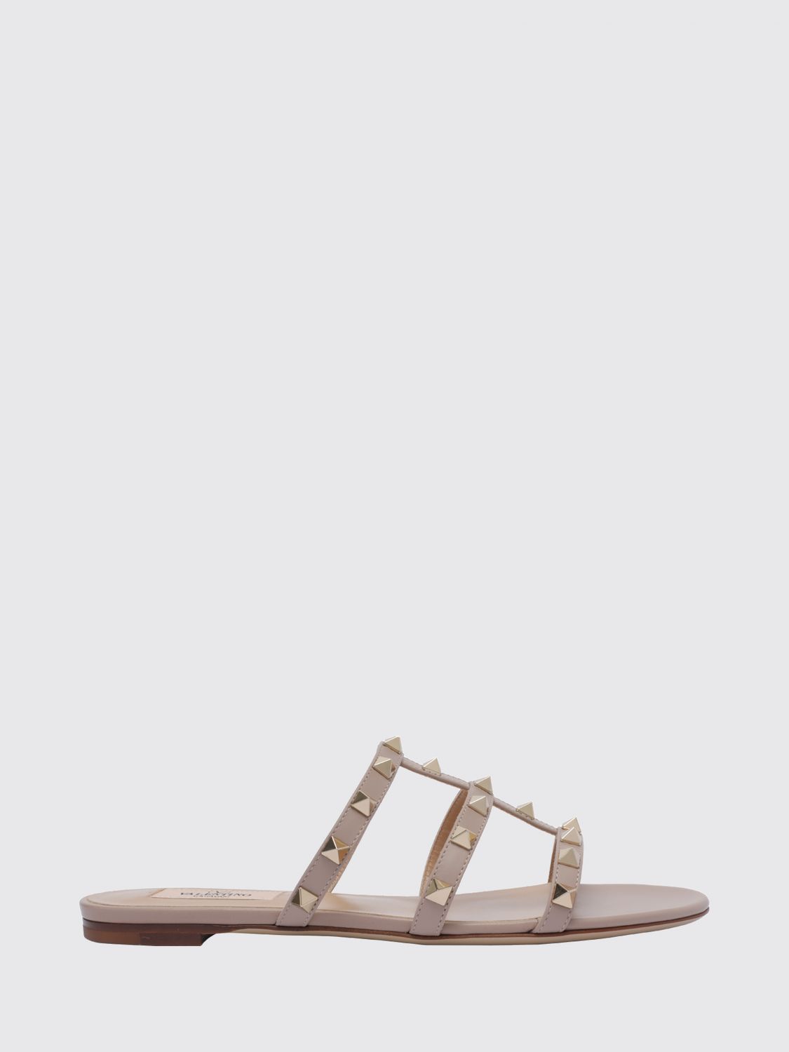 VALENTINO GARAVANI Rockstud Calfskin Slide Sandals with Studs