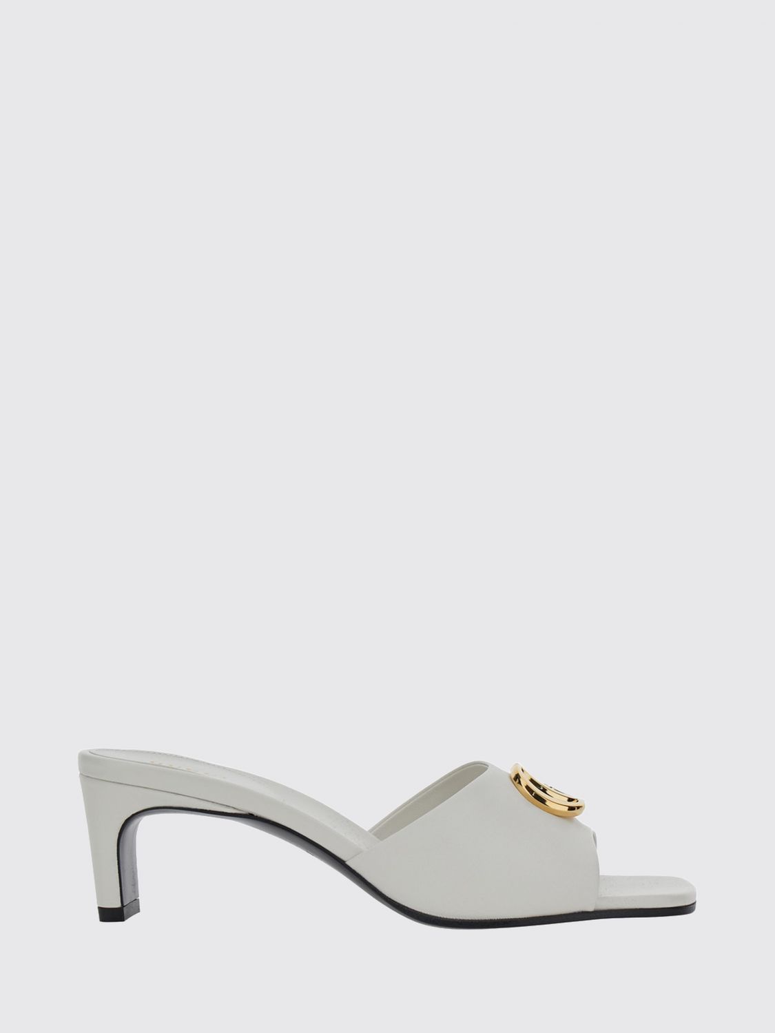 GUCCI Sandali mules in nappa con tacco medio e monogramma GG