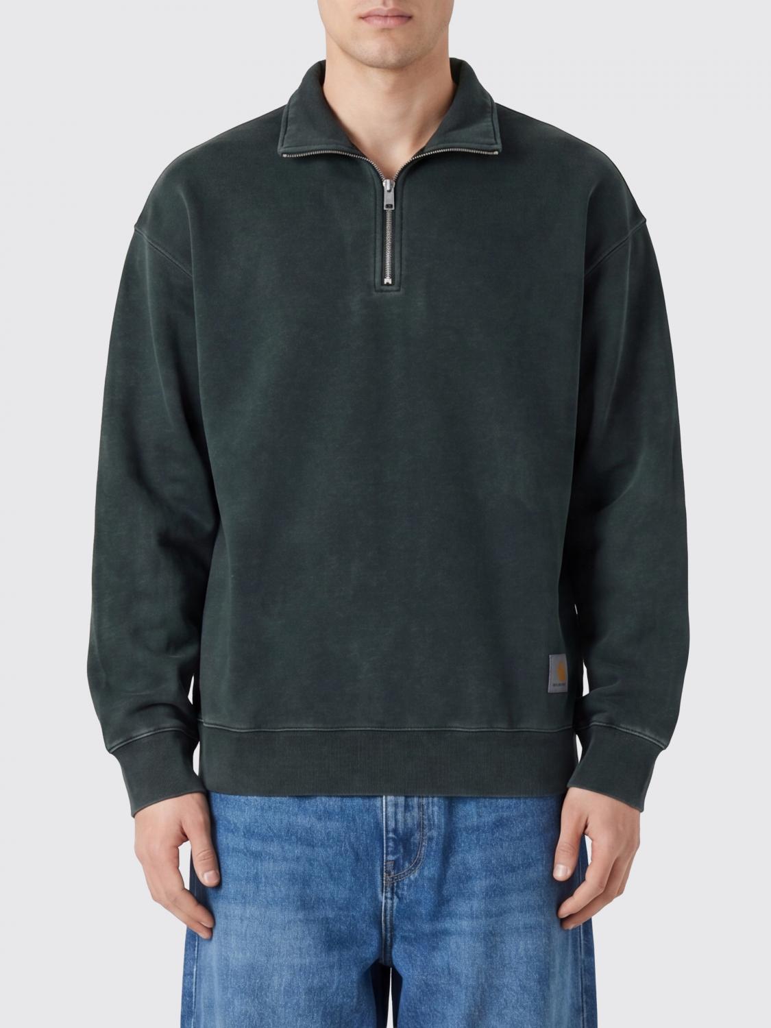 CARHARTT WIP Polo a maniche lunghe in cotone con mezza zip e logo