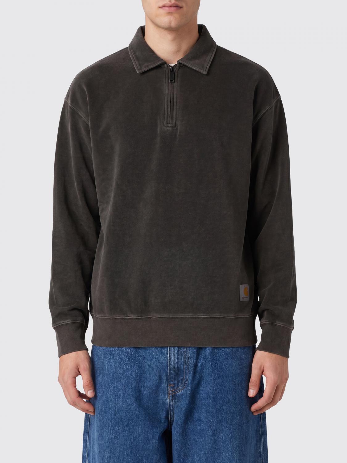 CARHARTT WIP Polo a maniche lunghe in cotone con mezza zip e logo