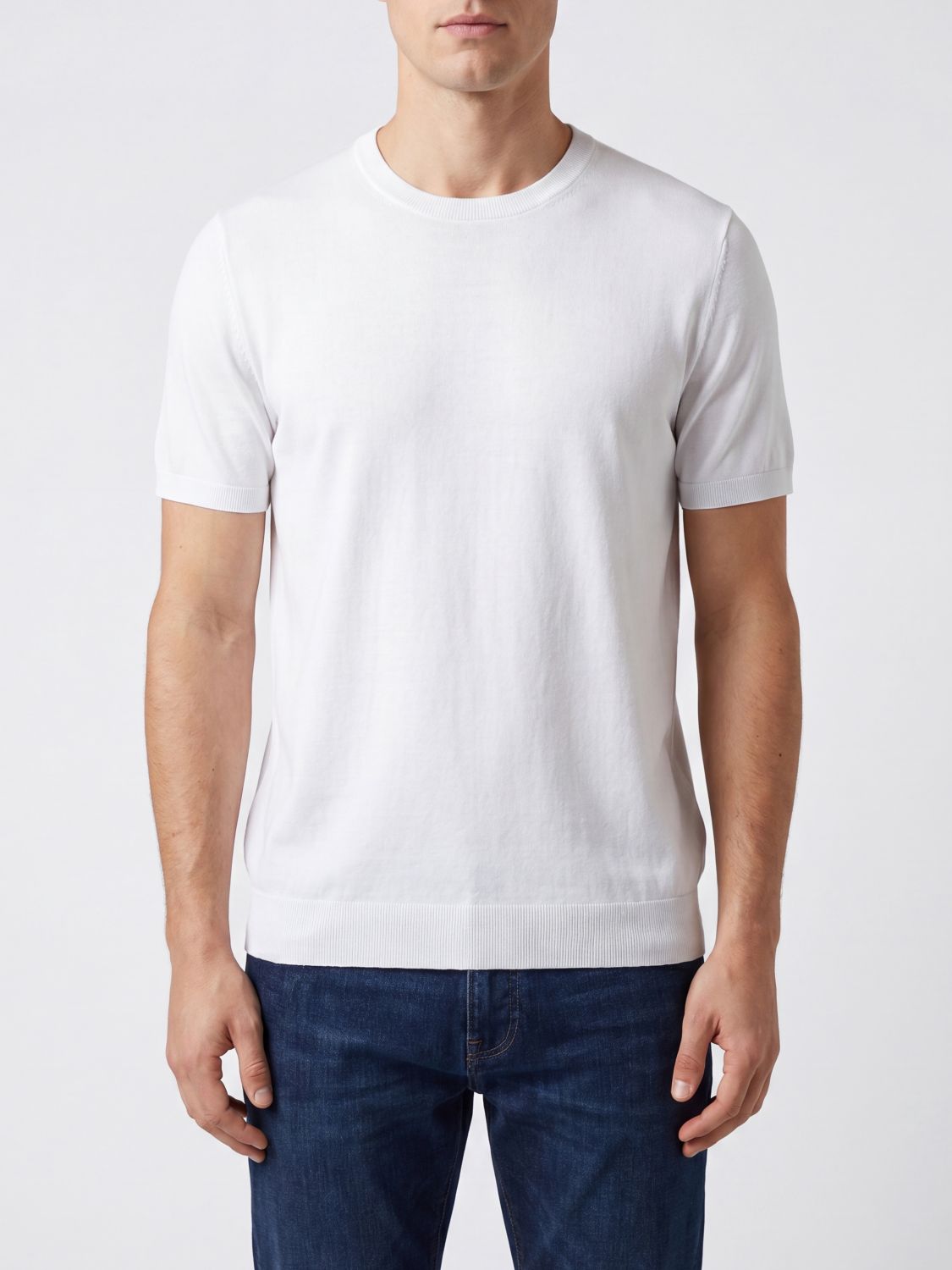 Kangra Short-Sleeved Cotton Crewneck Jumper