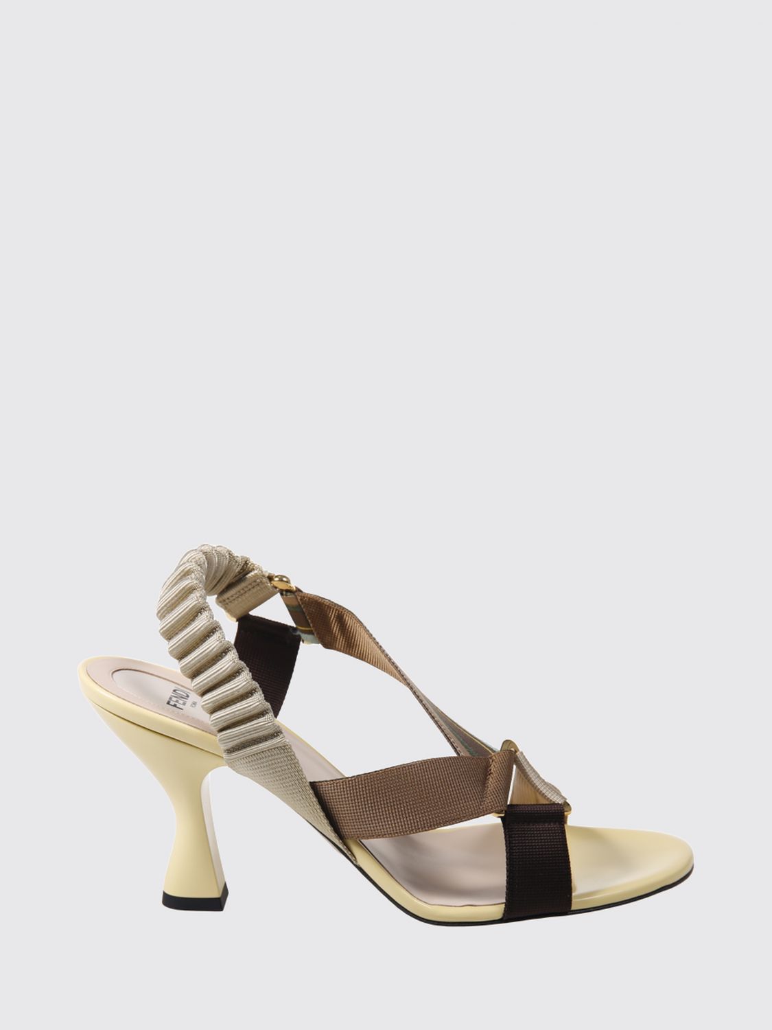FENDI Colibrì High-Heeled Slingbacks in Technical Fabric with Abstract Print