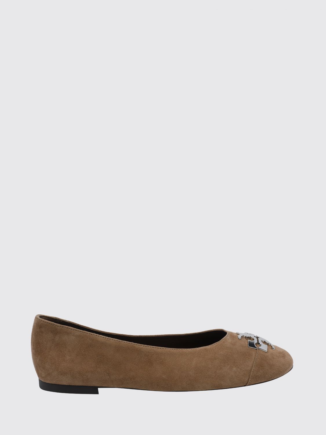 TORY BURCH Charlie Suede Ballet Flats with a Round Toe and Double T Logo　TORY BURCH チャーリー スエード バレエ フラット ラウンドトゥとダブル T ロゴ TORY