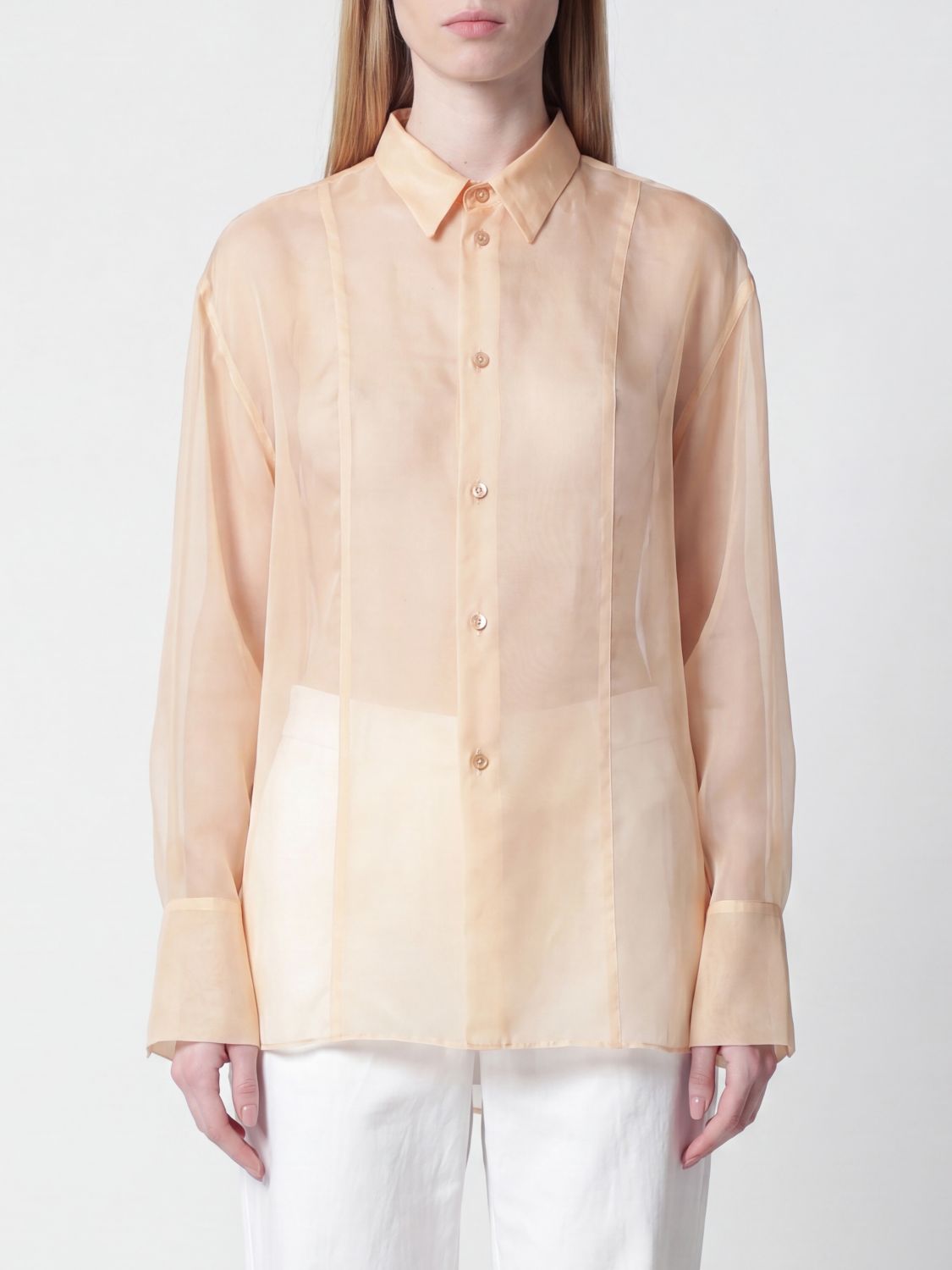 ALBERTA FERRETTI Pure Silk Shirt with French Collar and Long Sleeves