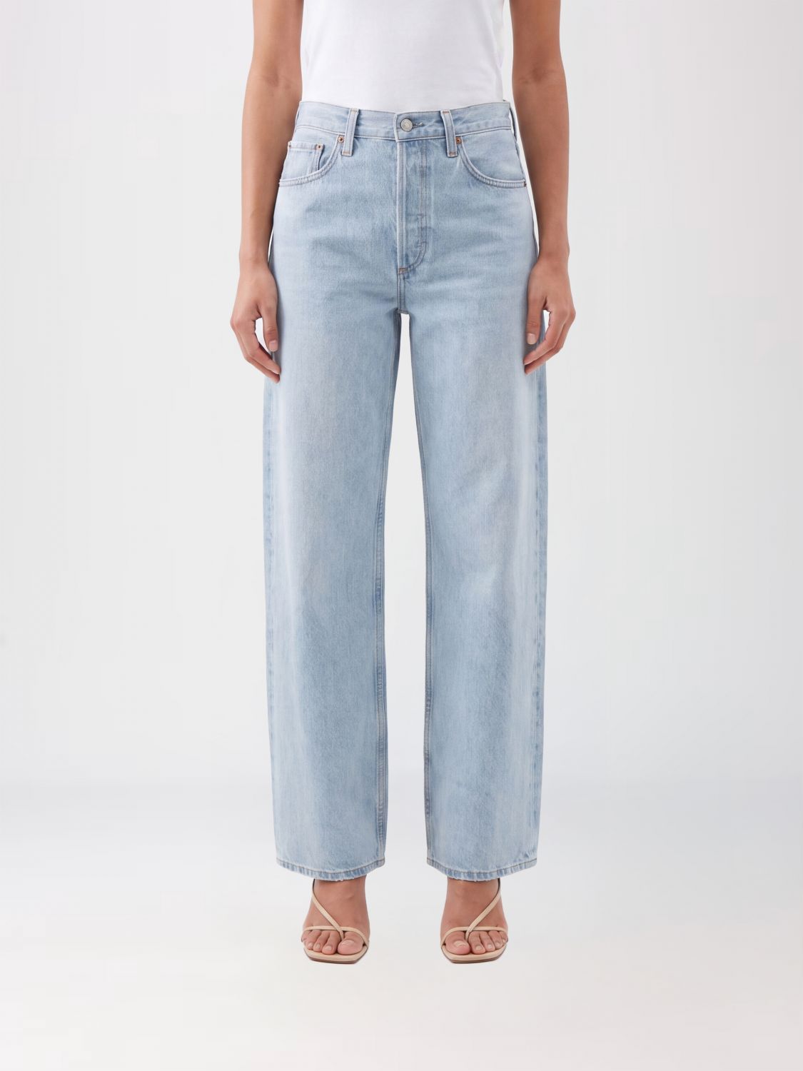 AGOLDE Hoch taillierte Arc-Jeans mit weitem Bein aus Denim
