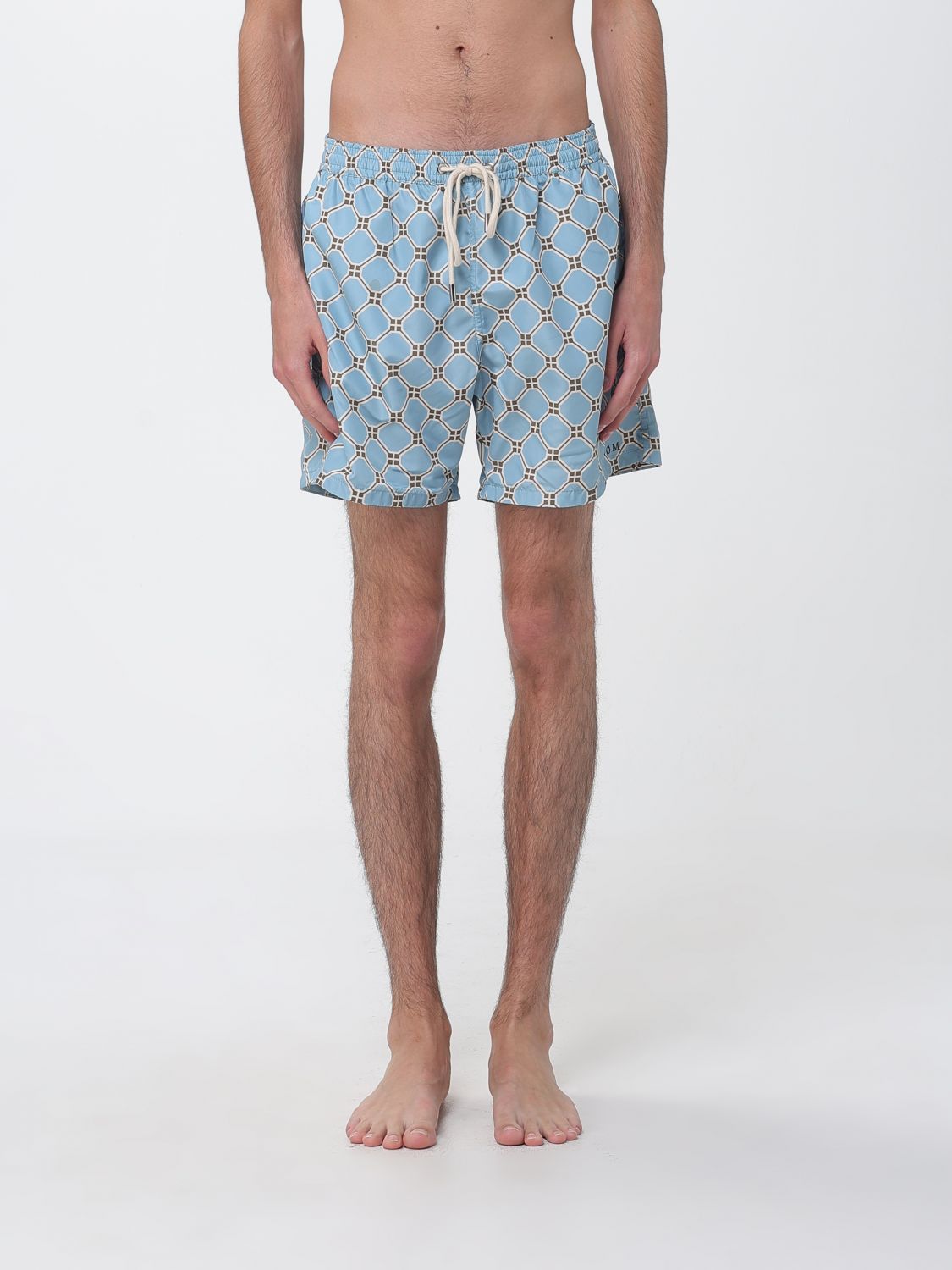 Nom Floral Print Polyester Swim Shorts With Drawstring Waist In Blue