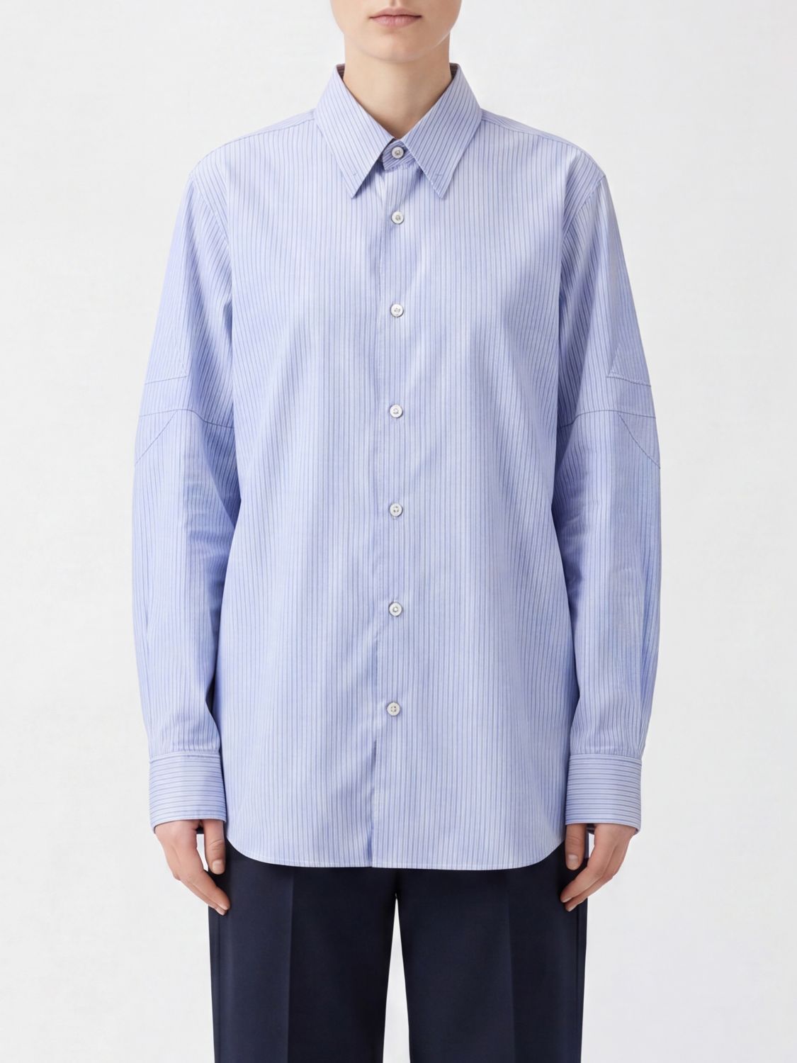 MAISON MARGIELA Striped Cotton Poplin Shirt with a Relaxed Fit