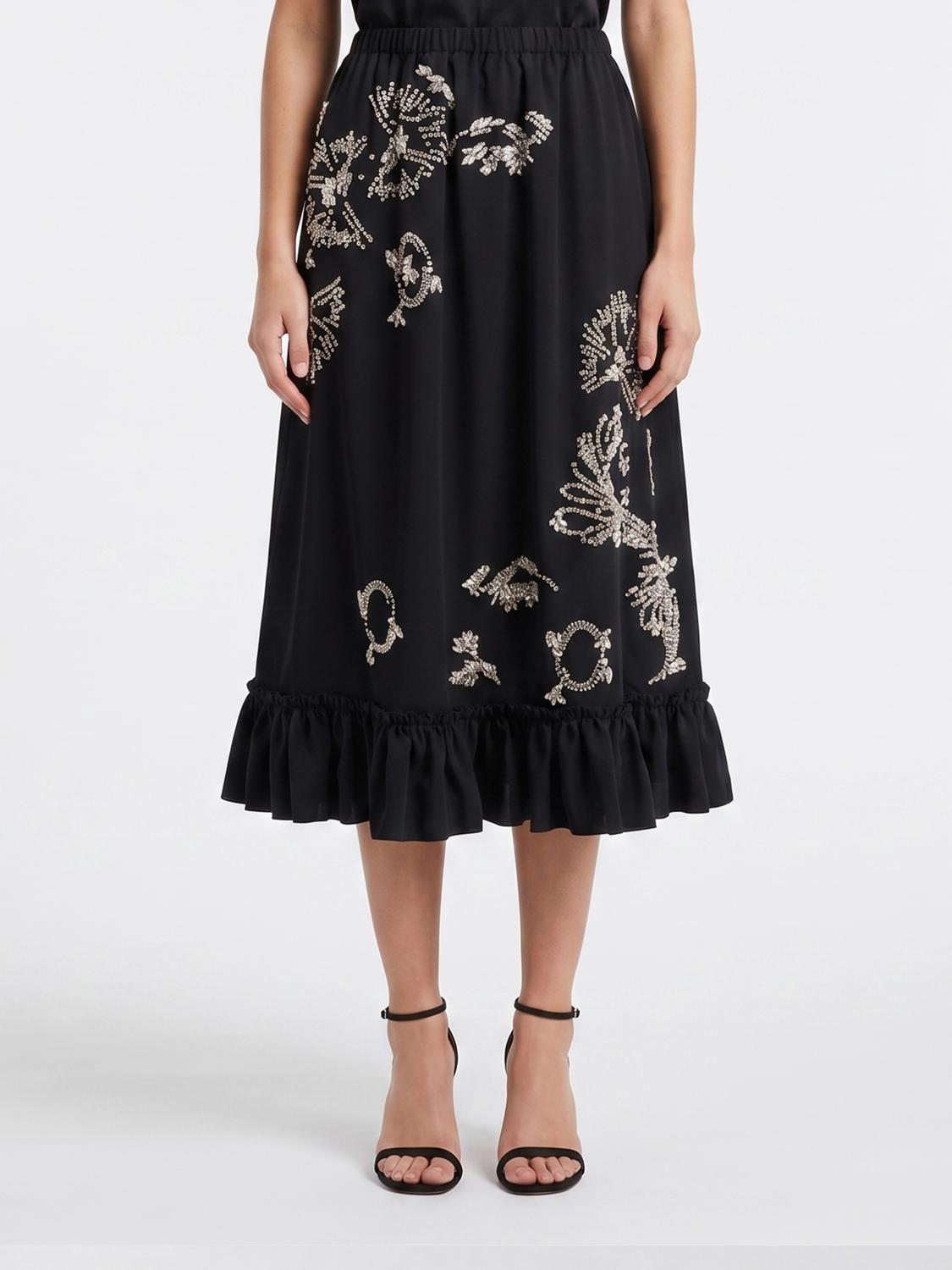 DRIES VAN NOTEN Crystal-Embellished Polyester Midi Skirt with Elasticated Waist