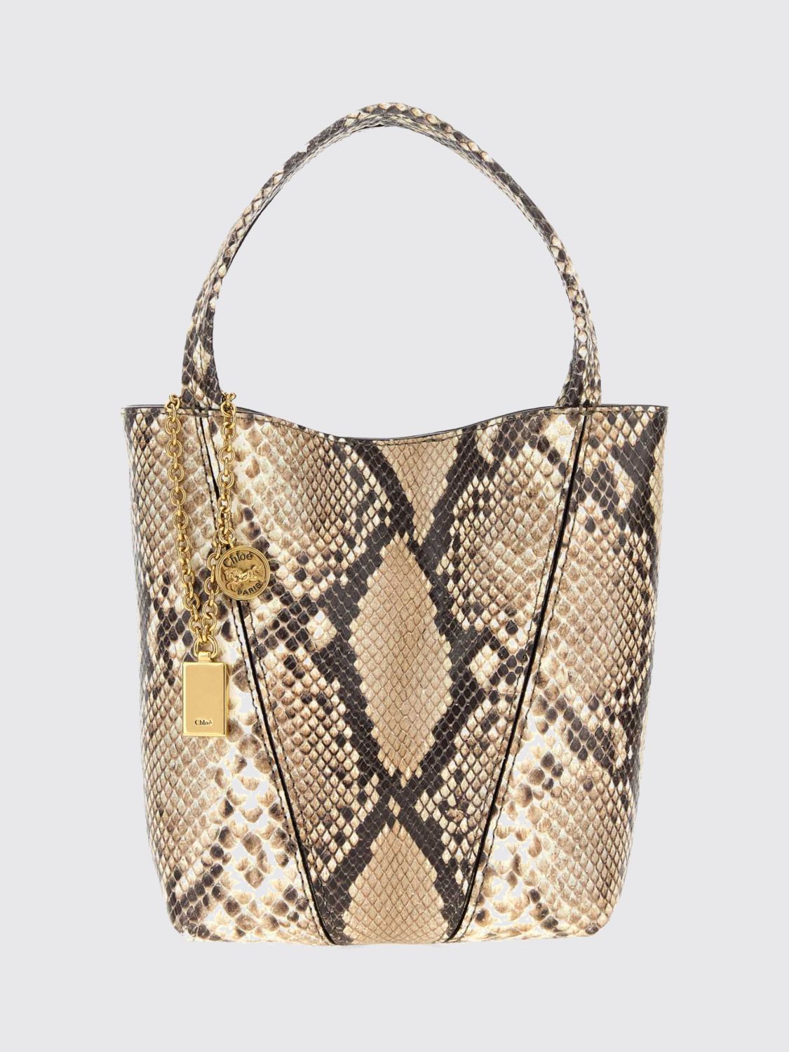 CHLOÉ Spin Mini Bag in Python-Print Leather with Removable Strap