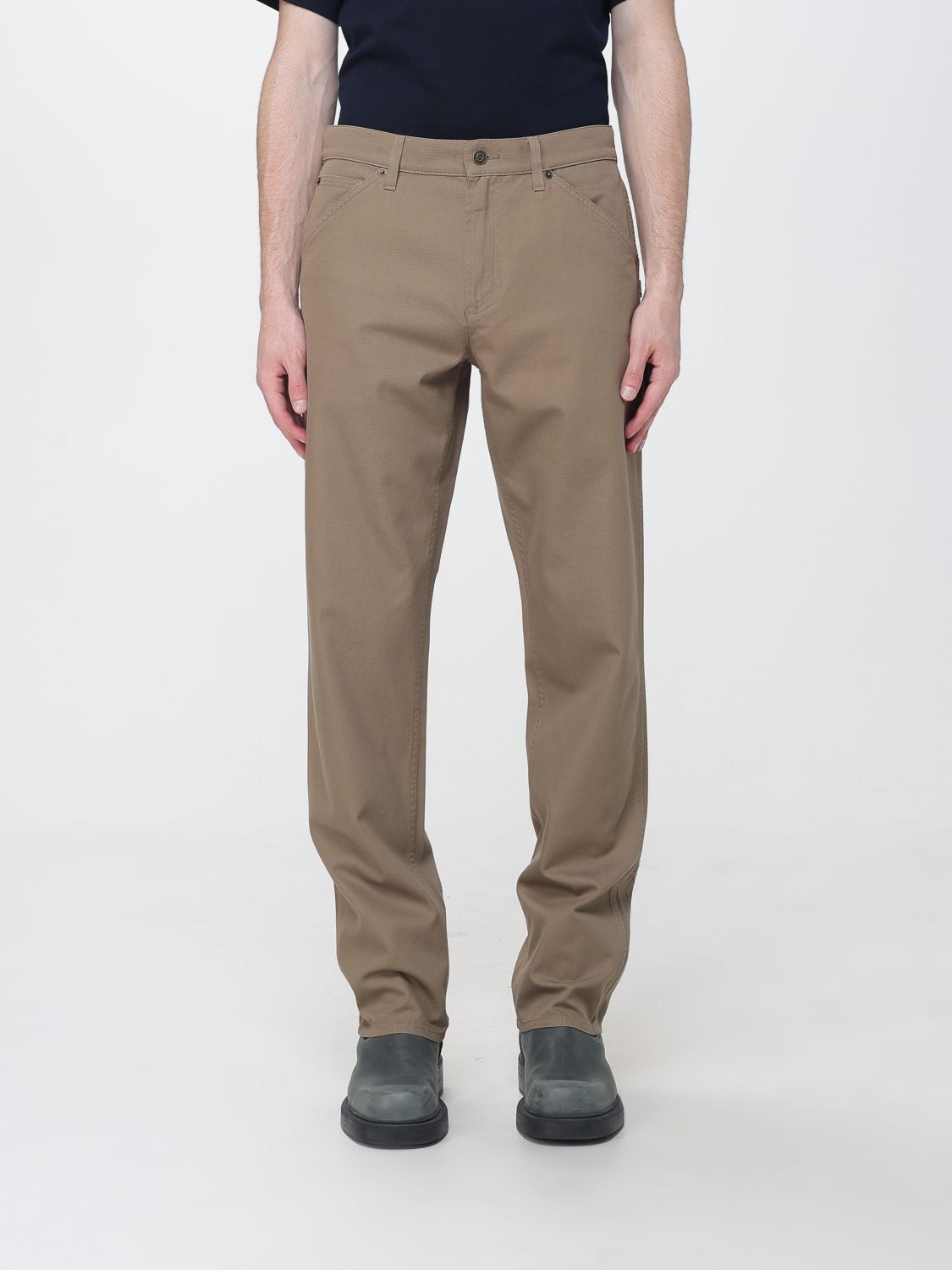 BURBERRY Pantaloni a gamba dritta in cotone con vita media e passanti