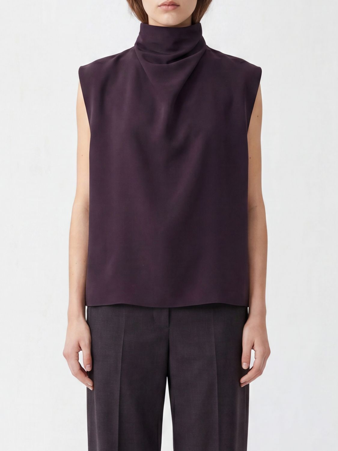 ALAÏA Sleeveless Viscose Blend Blouse with Scarf Neck Detail