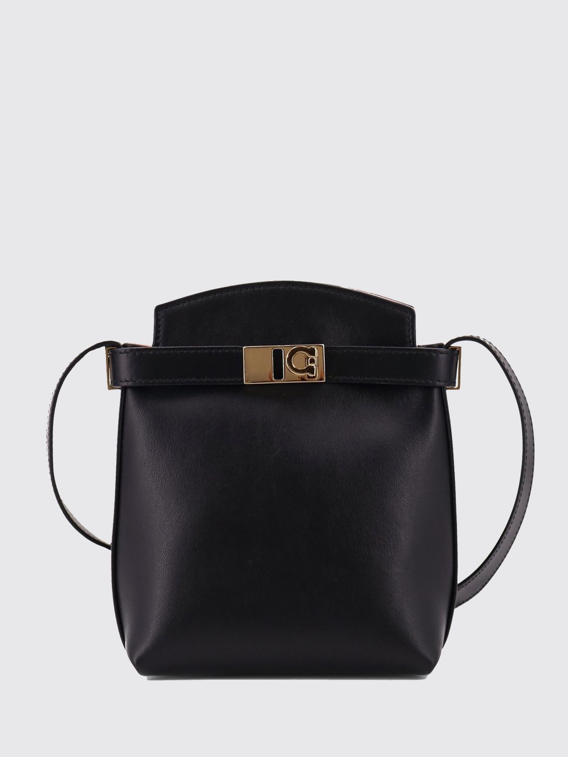 FERRAGAMO Mini borsa a secchiello in pelle di vitello con logo Gancini