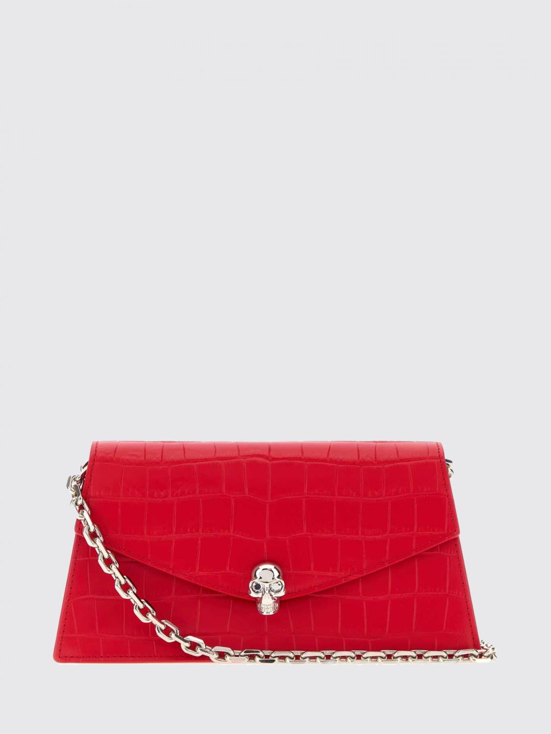 McQueen Mini-Tasche aus Kalbsleder in Kroko-Optik mit Skull