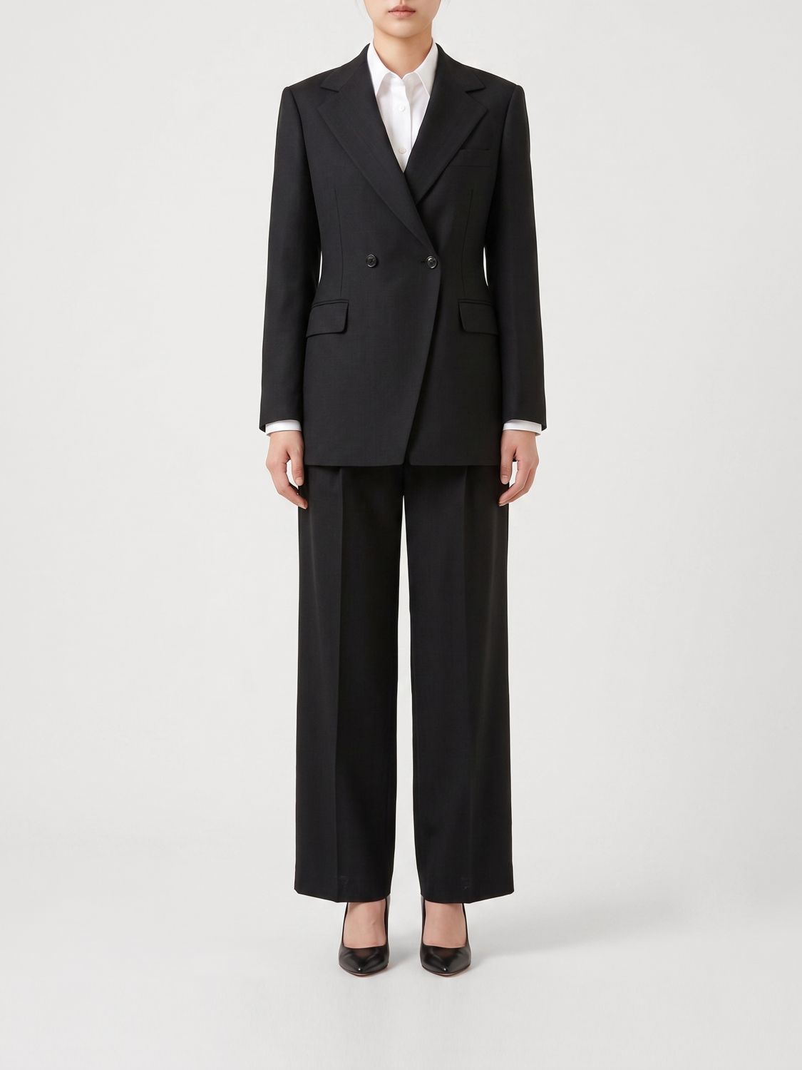 TAGLIATORE Double-Breasted Black Viscose Blend Suit