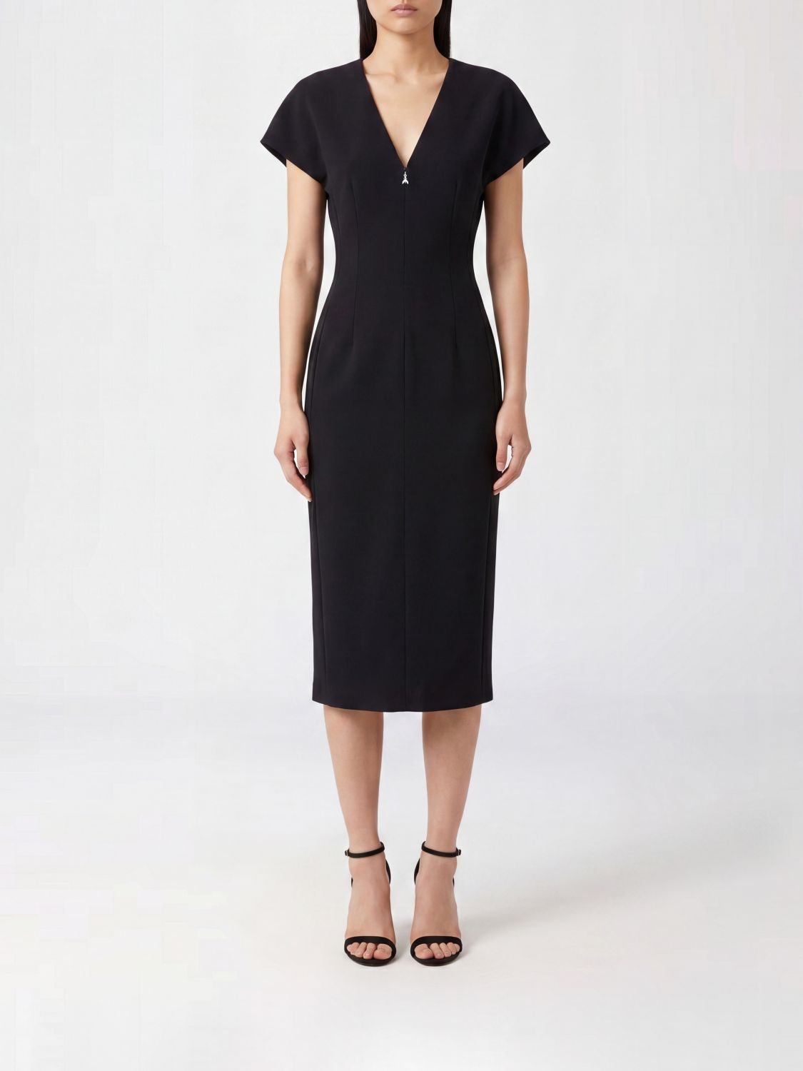 PATRIZIA PEPE V-Neck Crêpe Midi Sheath Dress