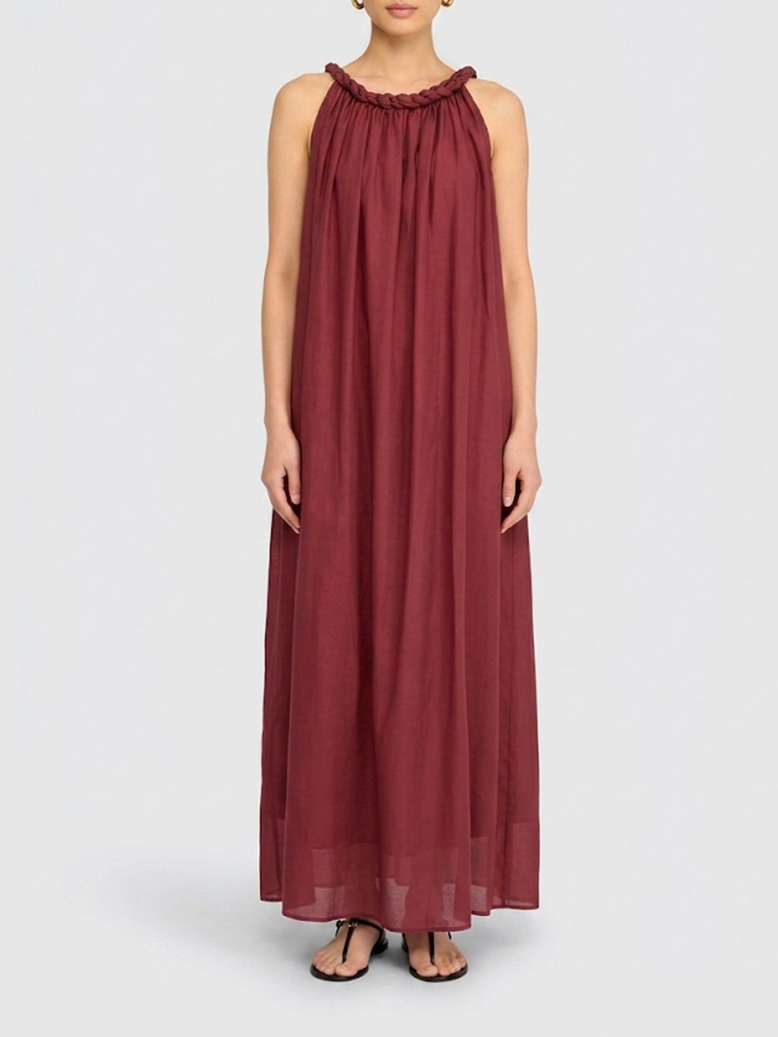 SEMICOUTURE Tunica lunga in cotone e seta con scollo all'americana