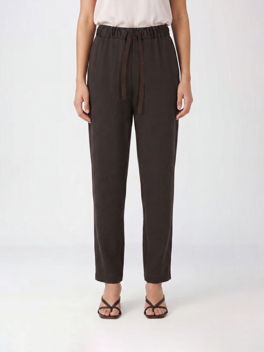 SEMICOUTURE Pantaloni skinny in misto cotone con coulisse in vita