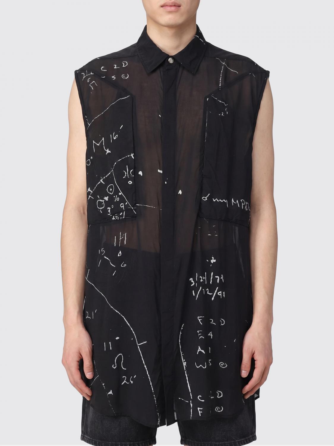 RICK OWENS Relaxed Fit Sleeveless Shirt with Graphic Print in Viscose Blend