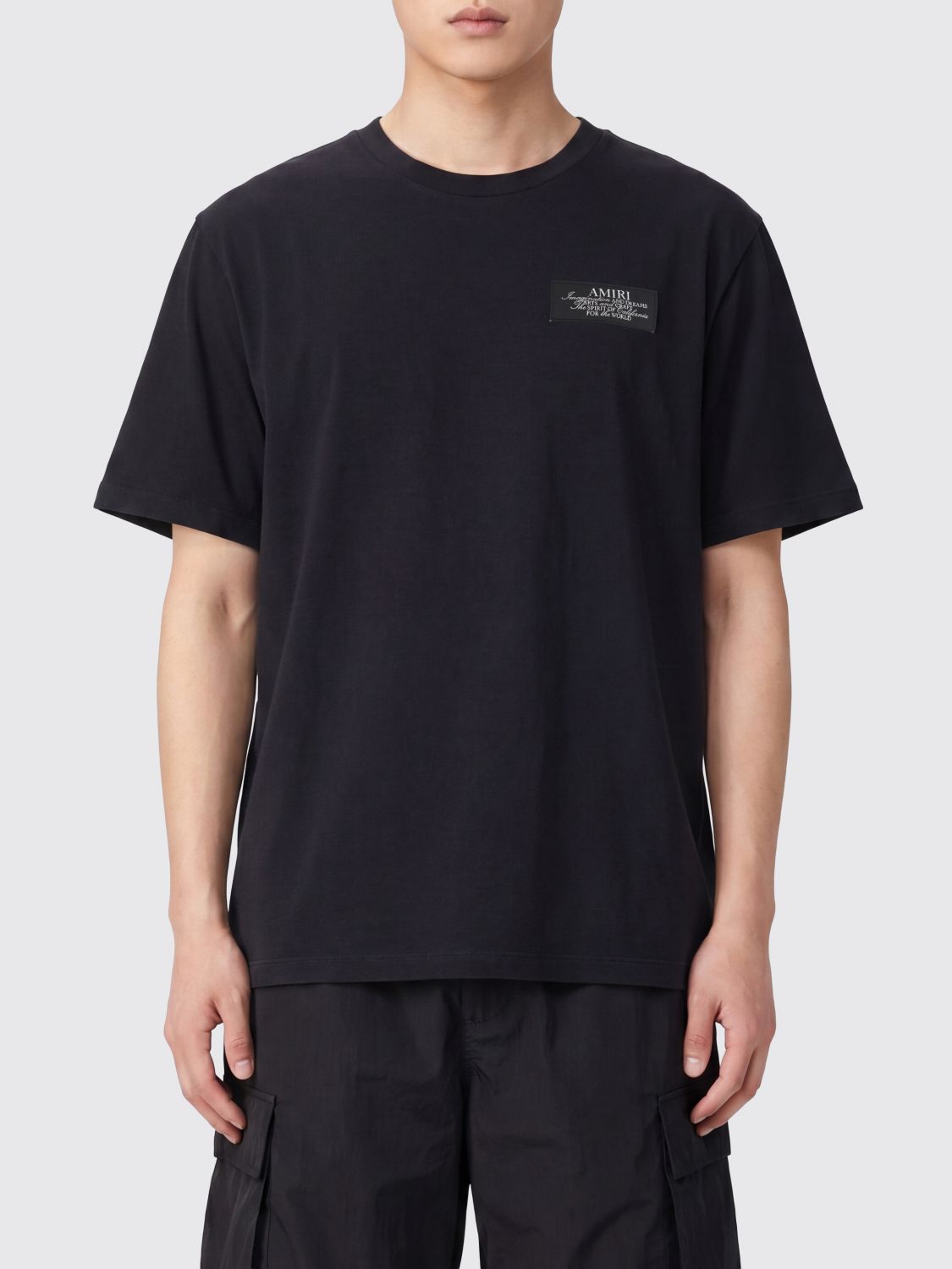 AMIRI Crewneck Pure Cotton T-Shirt with Contrasting Logo　AMIRI クルーネック ピュアコットン Tシャツ コントラストロゴ付き AMIRI