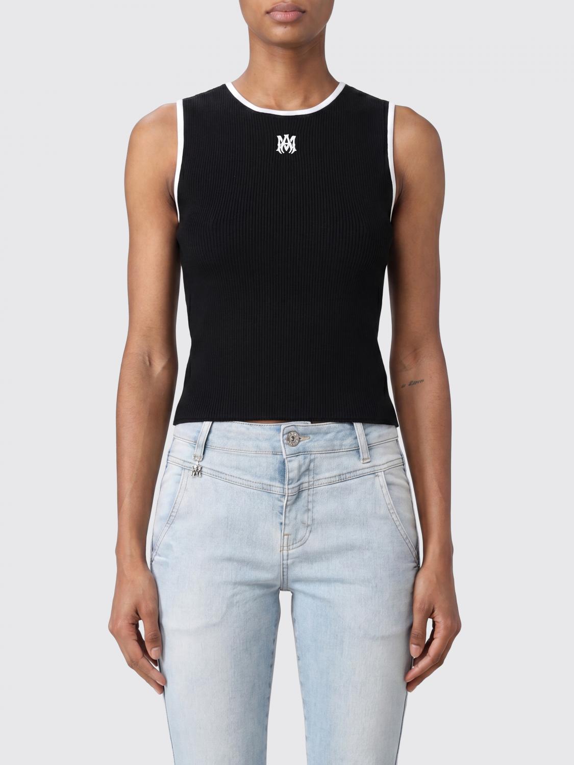 AMIRI Sleeveless Ribbed-Knit Monogram Top