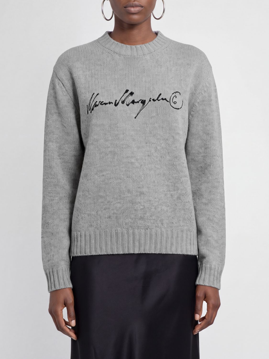 Mm6 Maison Margiela Crewneck Wool-Blend Jumper with Contrast Logo Embroidery
