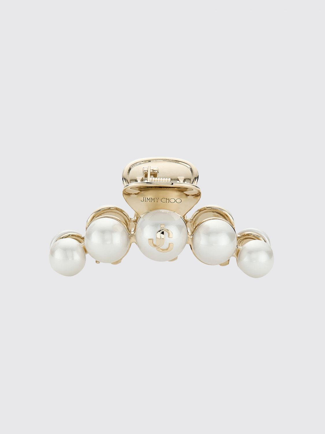 JIMMY CHOO Hairclip with Monogram and Synthetic Pearls