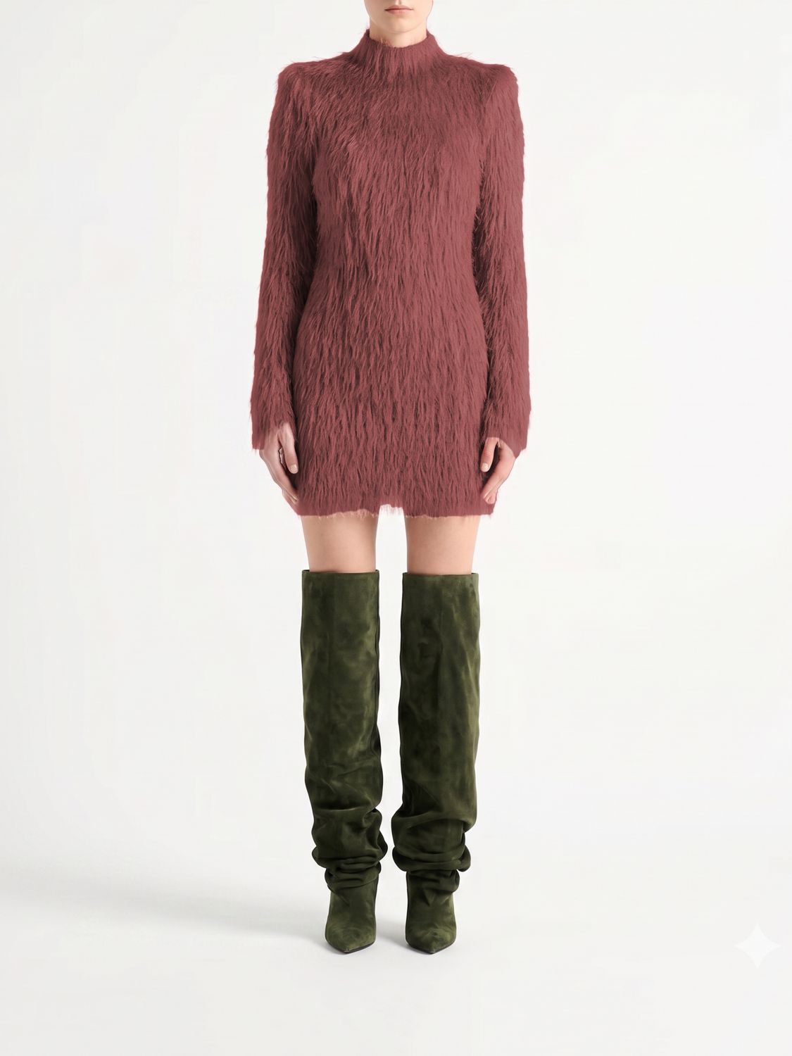 BALMAIN Sequined and Fringed Mock-Neck Mini Sheath Dress