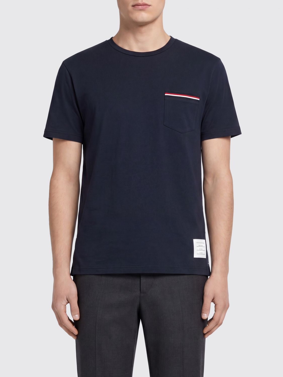 THOM BROWNE 4-Bar Cotton T-Shirt with Patch Pocket　THOM BROWNE パッチポケット付き 4BAR コットン T シャツ THOM