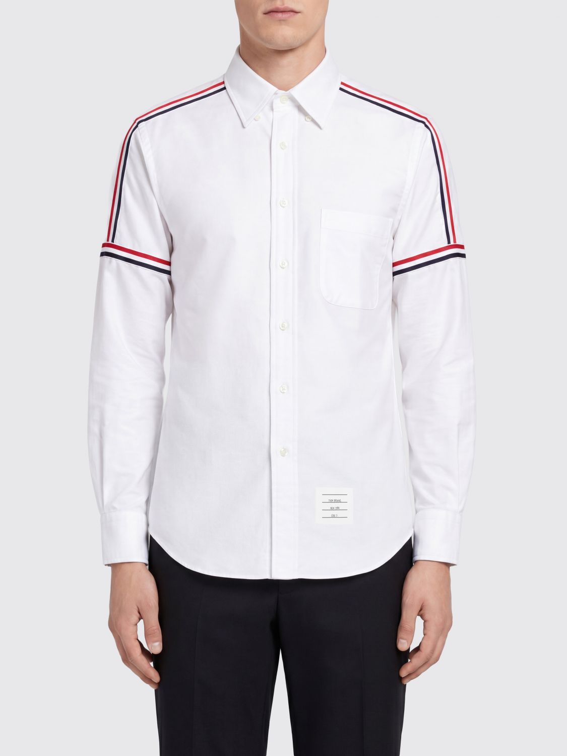 THOM BROWNE Camicia slim fit in cotone Oxford con logo 4-Bar