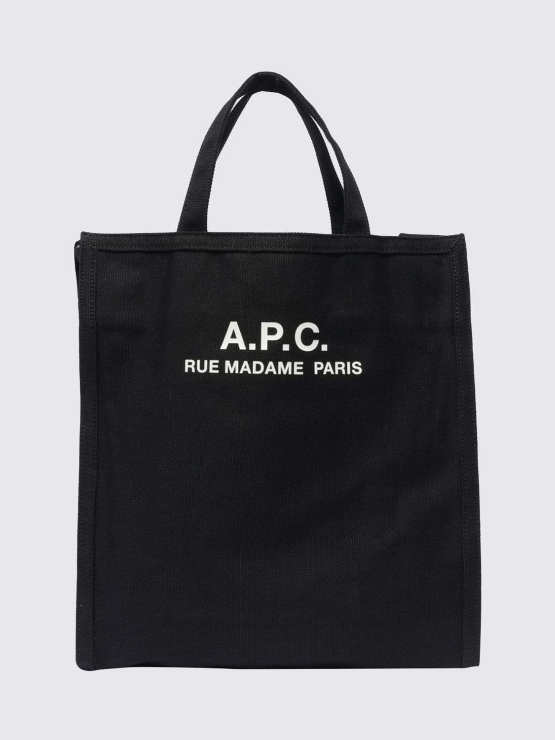 A. P.C. Cotton Tote Bag with Double Handle, Removable Strap and Printed Logo　A.P.C.ダブルハンドル、取り外し可能なストラップ、プリントロゴ付きコットントートバッグ A.