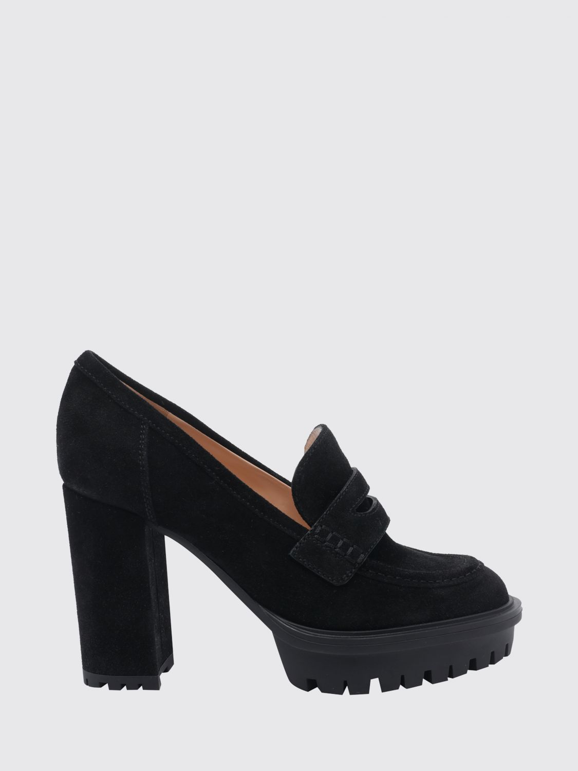 GIANVITO ROSSI Décolleté in pelle scamosciata con tacco alto e suola platform dentellata