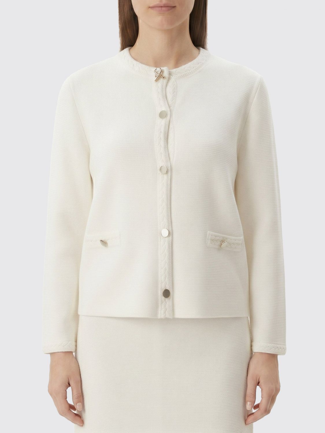 FABIANA FILIPPI Kurze Jacke aus reiner Schurwolle mit Rundhalsausschnitt