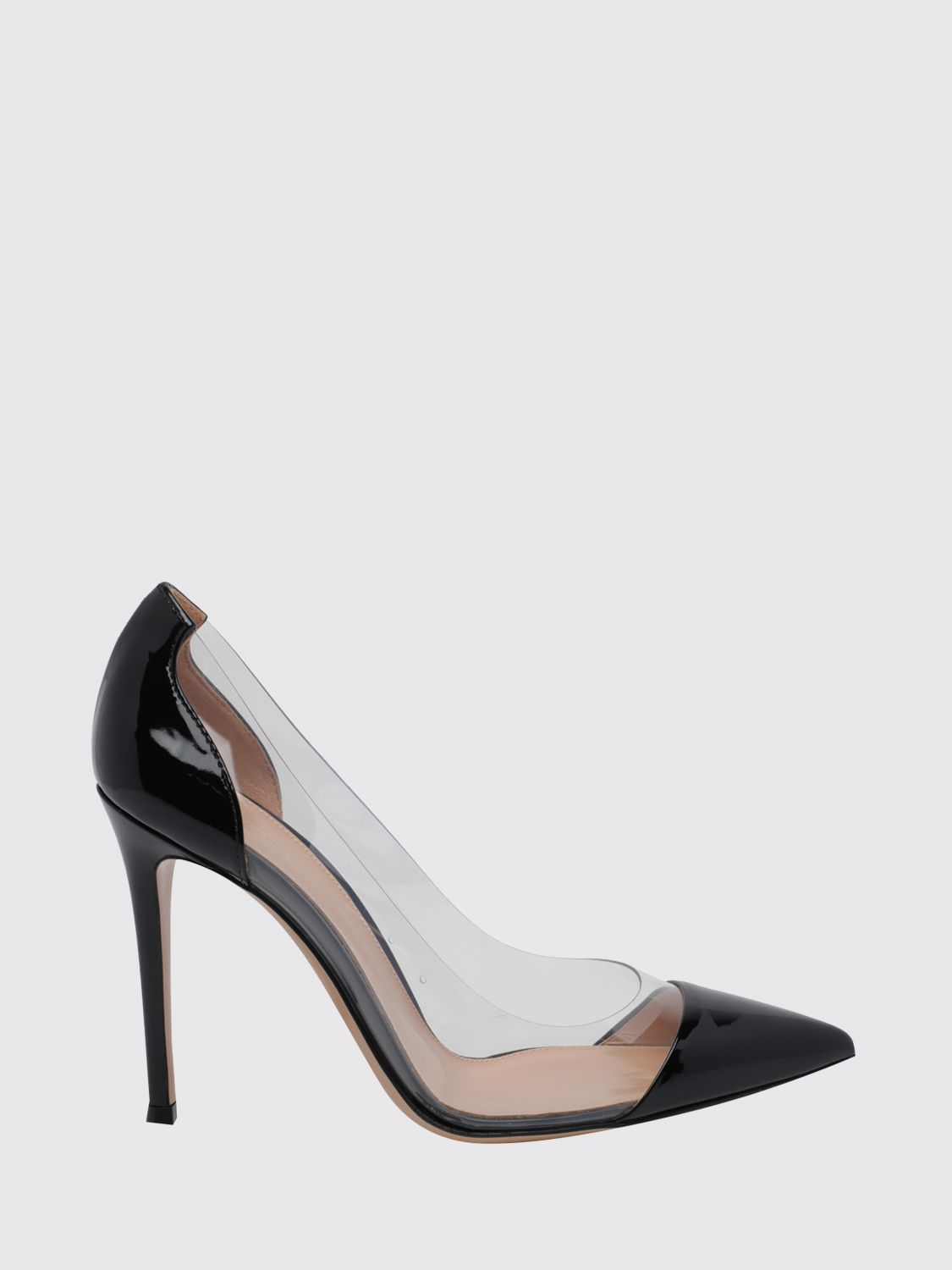 GIANVITO ROSSI Patent Leather and PVC Court Shoes with Stiletto Heel and Almond Toe