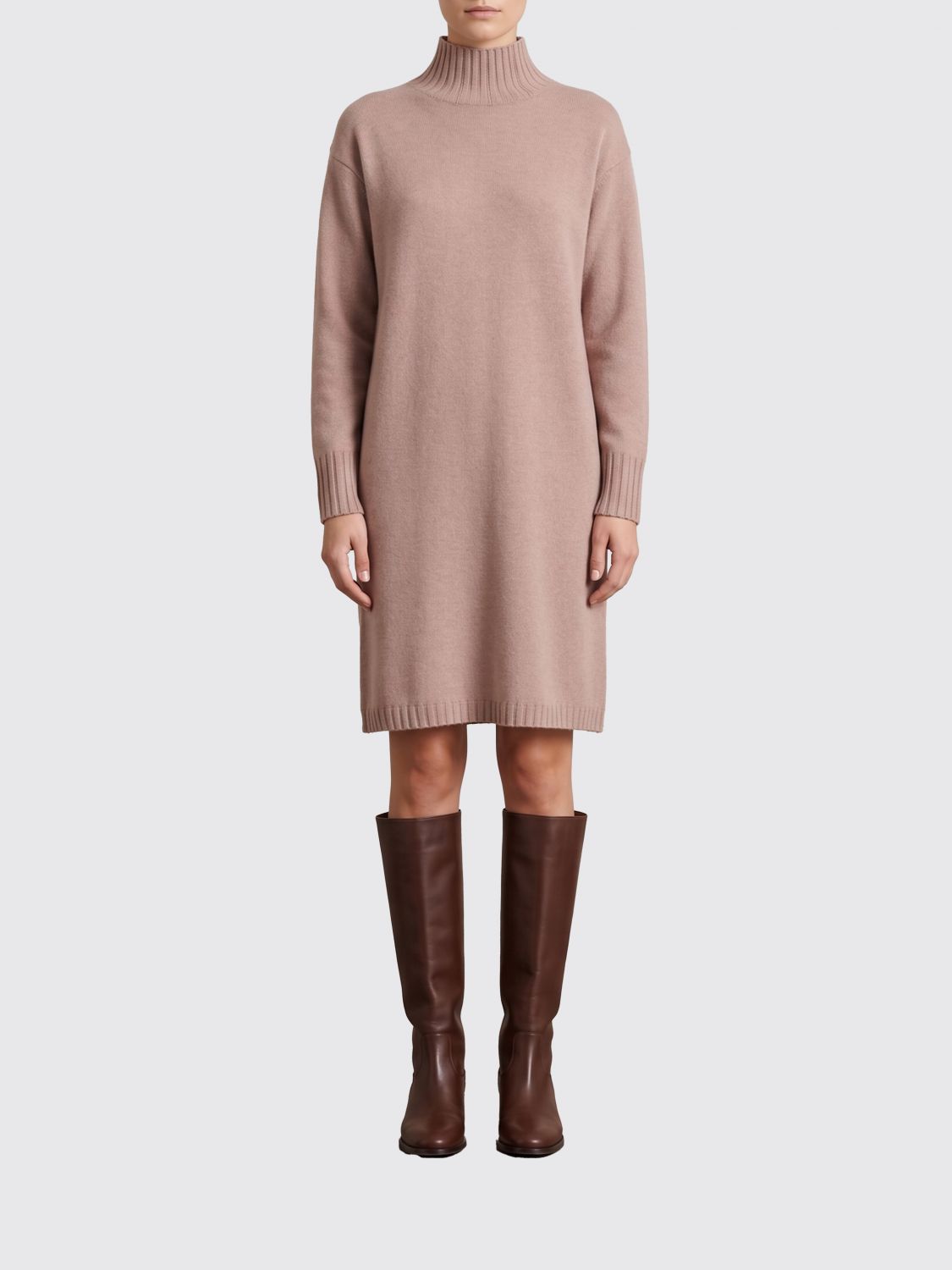 FABIANA FILIPPI Mini abito dolcevita in maglia di lana, seta e cashmere