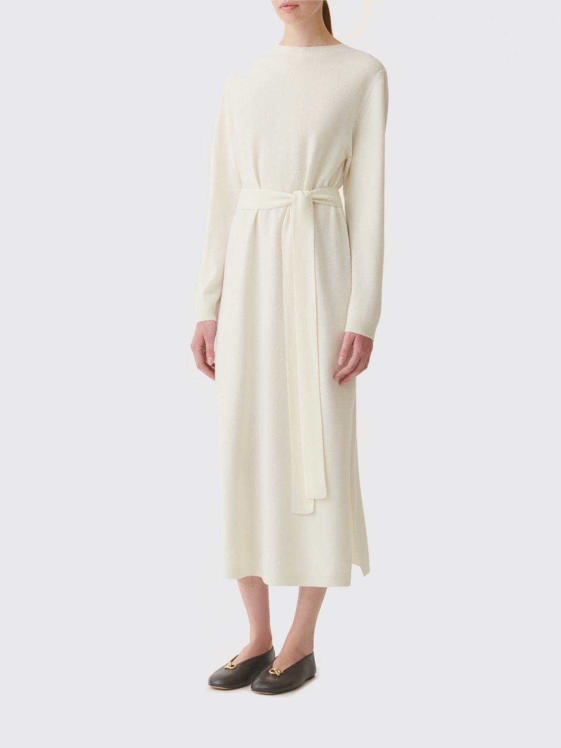 FABIANA FILIPPI Midi-Strickkleid aus Wolle und Kaschmir mit Taillengürtel
