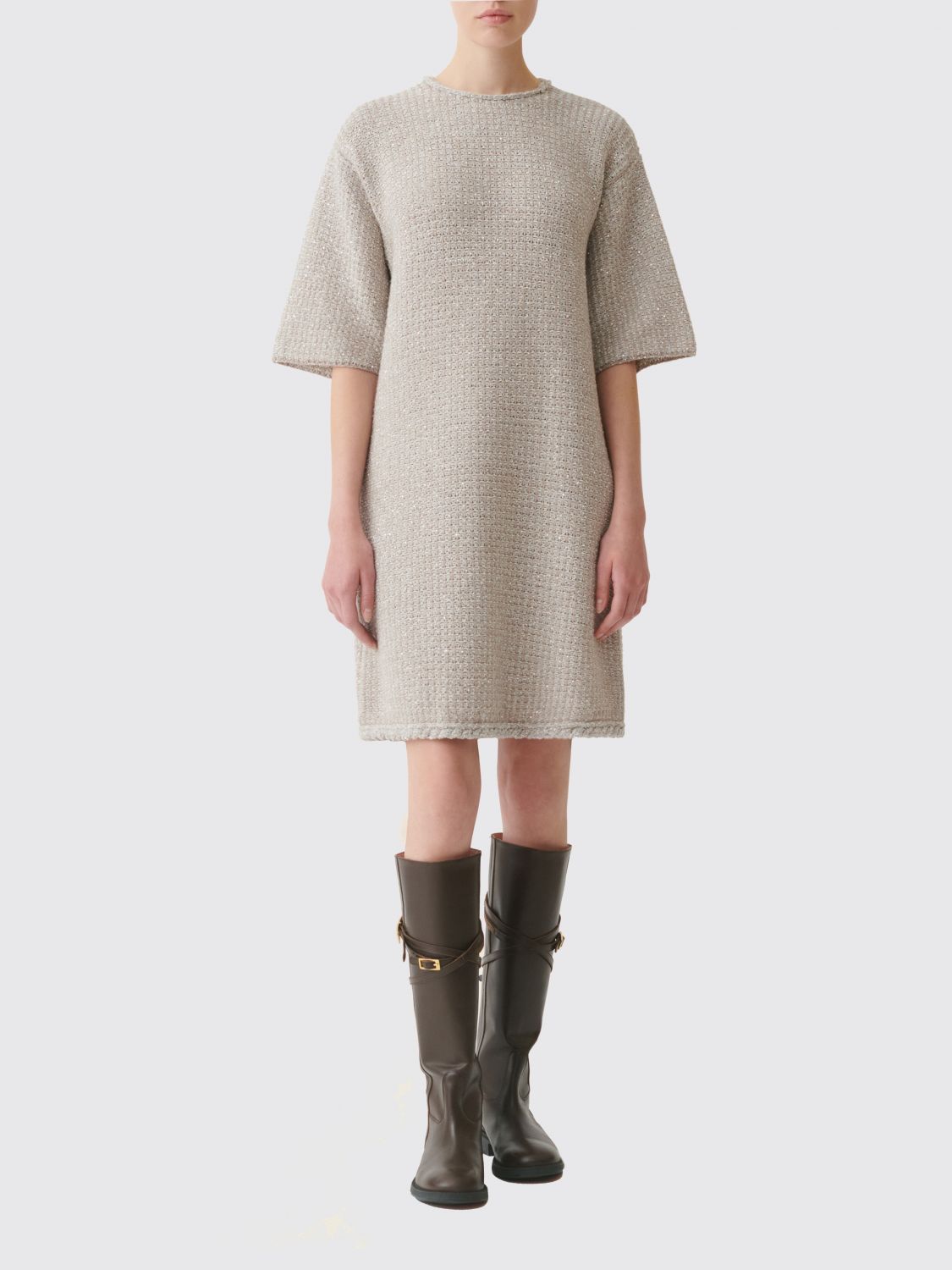 FABIANA FILIPPI Etuikleid aus Tweed mit Paillettenstickerei