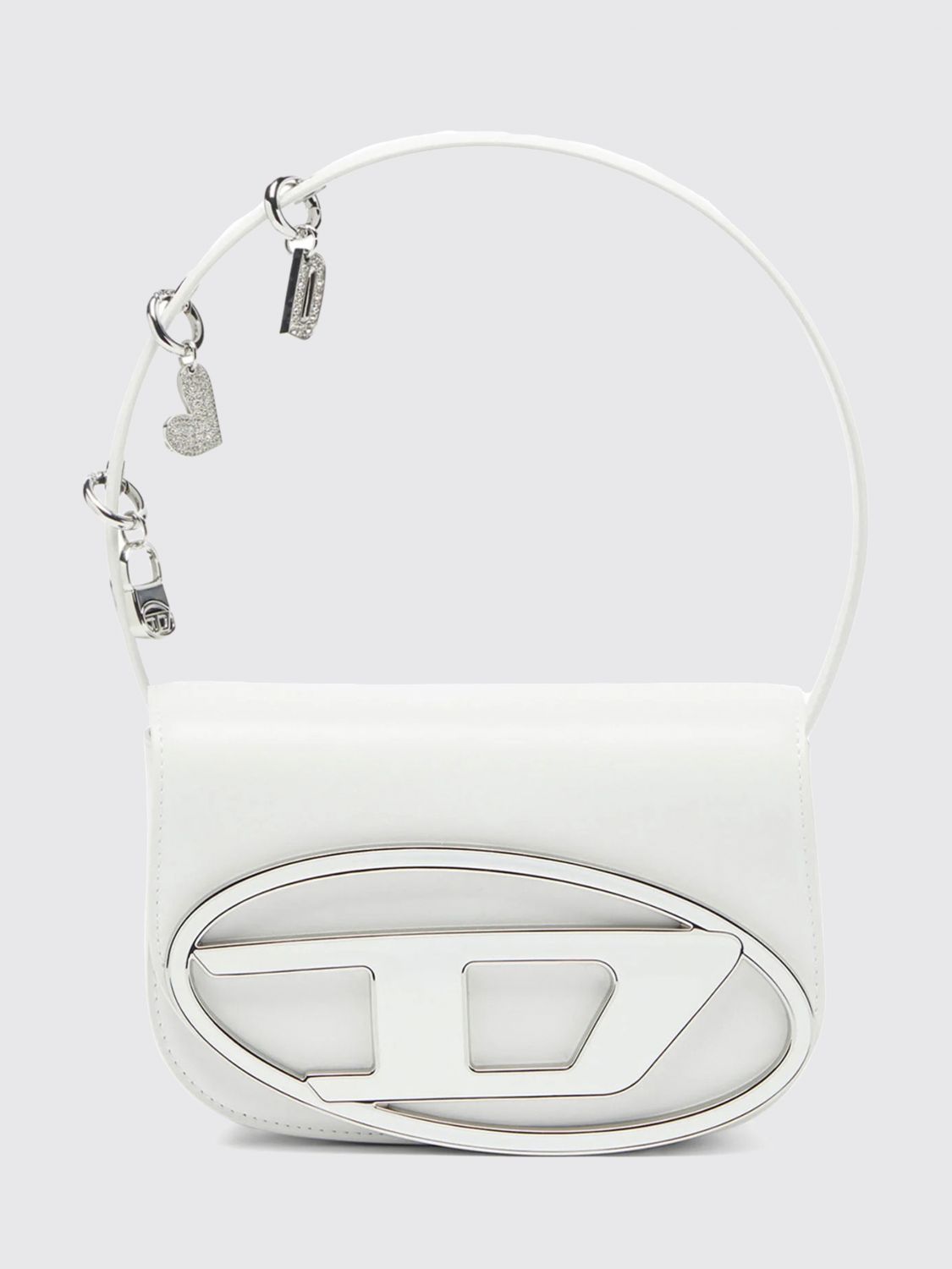DIESEL Mini borsa 1DR in pelle liscia con logo Oval D e charm amovibile