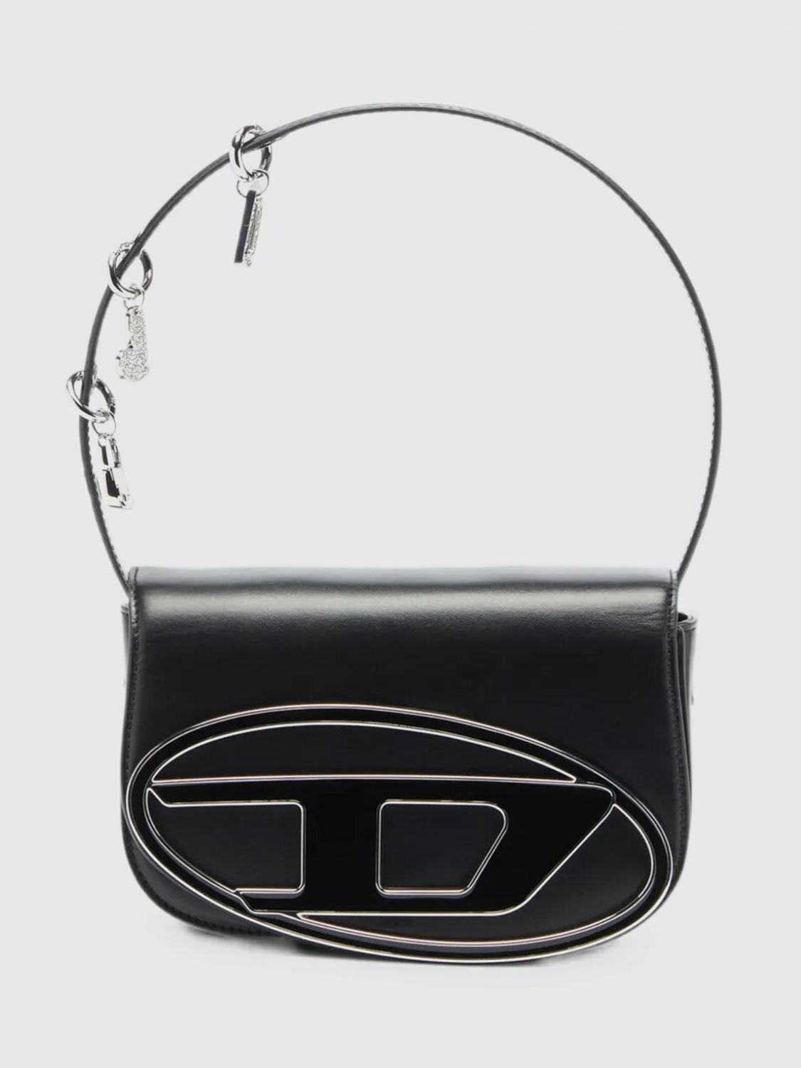 DIESEL Mini borsa 1DR in pelle liscia con logo Oval D e charm amovibile