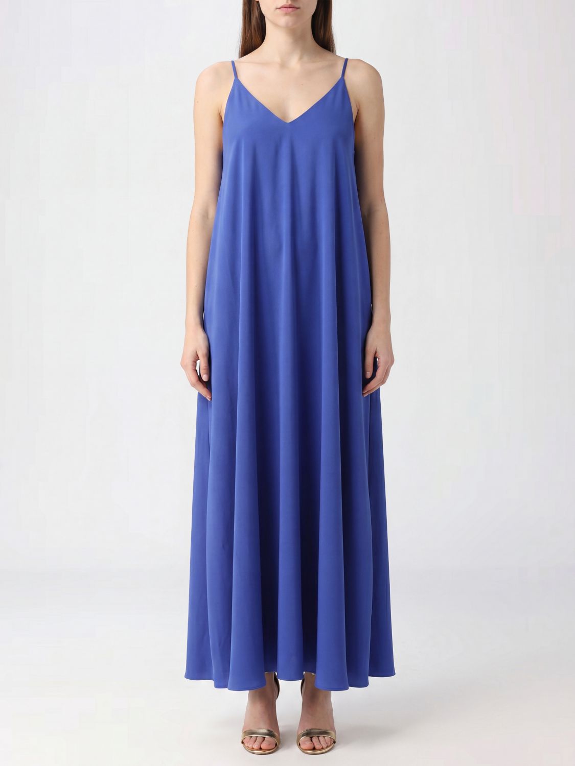 GIANLUCA CAPANNOLO Slip dress midi in crêpe con scollo a V