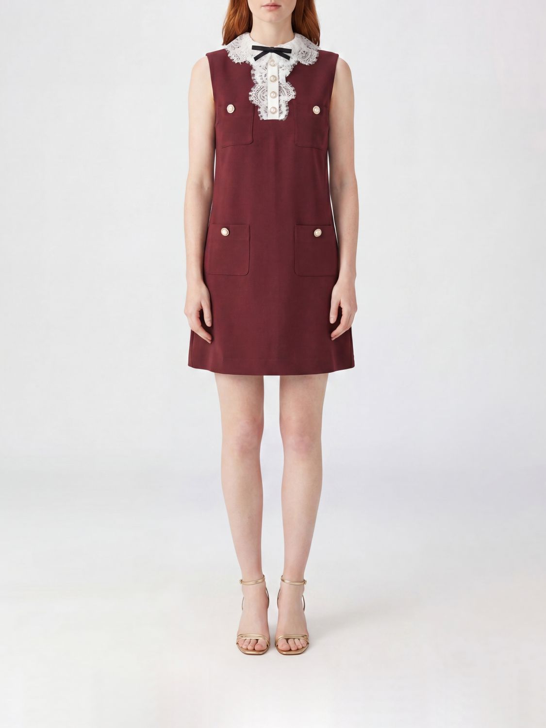 SELF-PORTRAIT Off-The-Shoulder Crêpe Midi Cocktail Dress with Lace