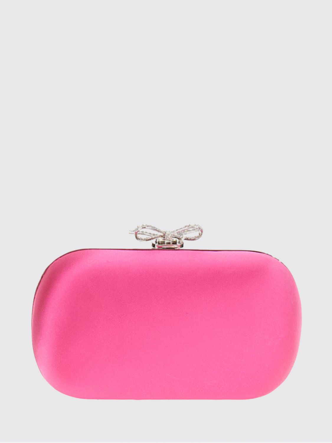 SELF-PORTRAIT Clutch rigida in raso con fiocco di cristalli
