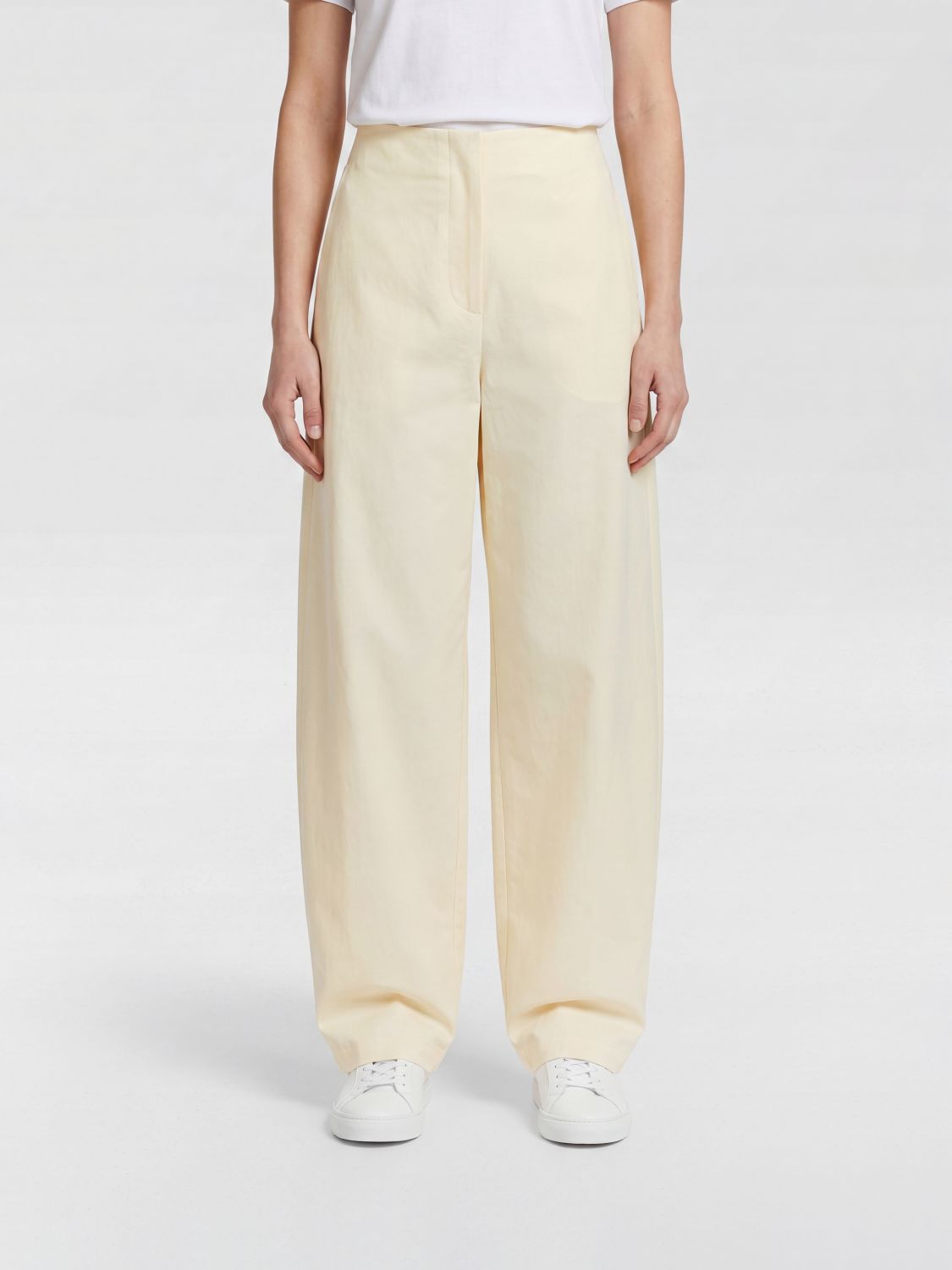 THE ROW Pantaloni palazzo sartoriali a vita alta in misto seta e cotone Pima