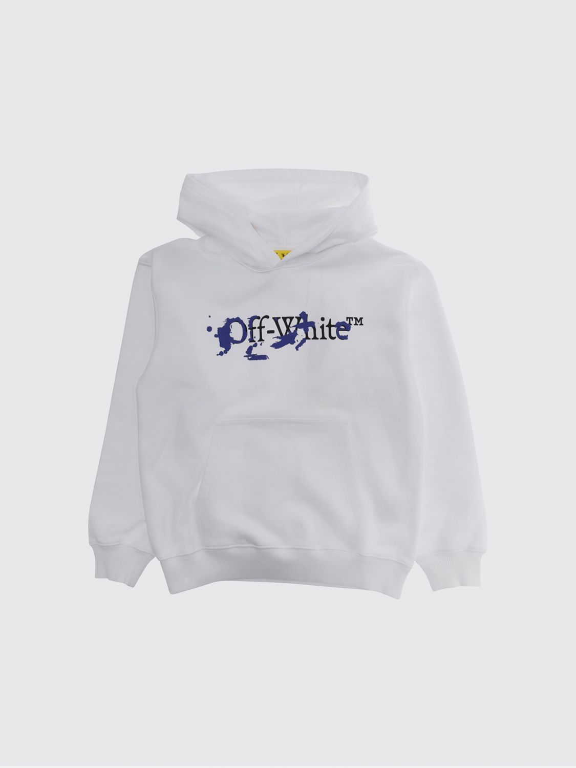 Off-White Kids Felpa da bambino in cotone con cappuccio e tasca a marsupio