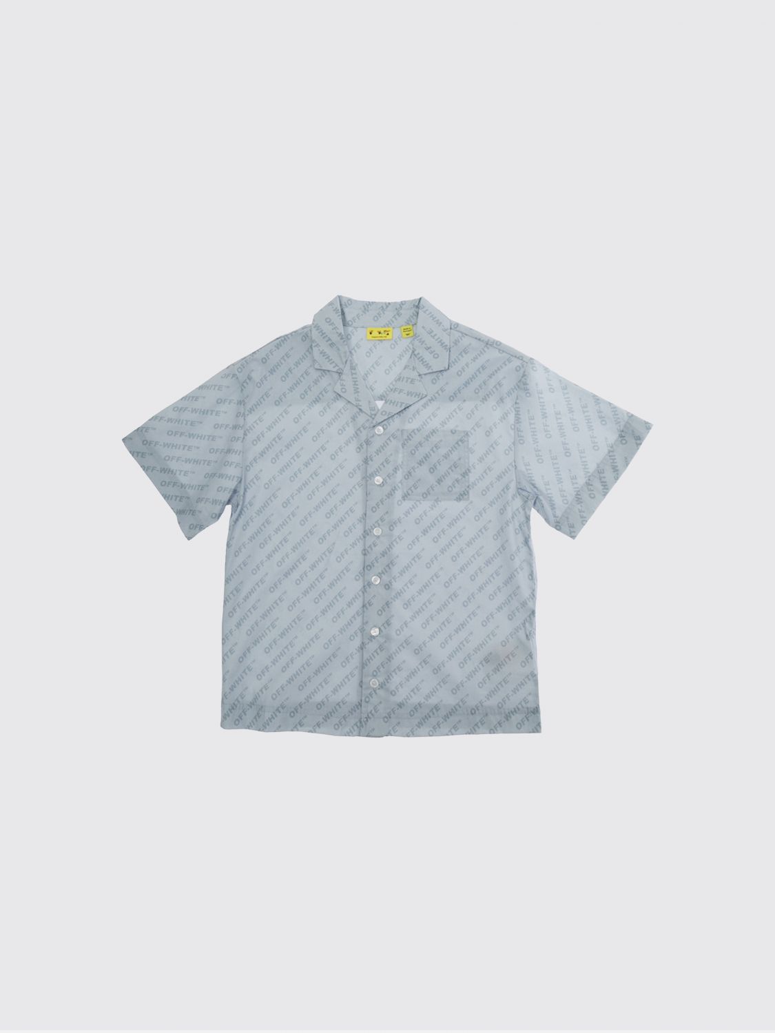 Off-White Kids Boy's Short-Sleeved Cuban Collar Bowling Shirt in Cotton　オフホワイト キッズ ボーイズ 半袖 キューバン カラー ボウリング シャツ コットン Off-White
