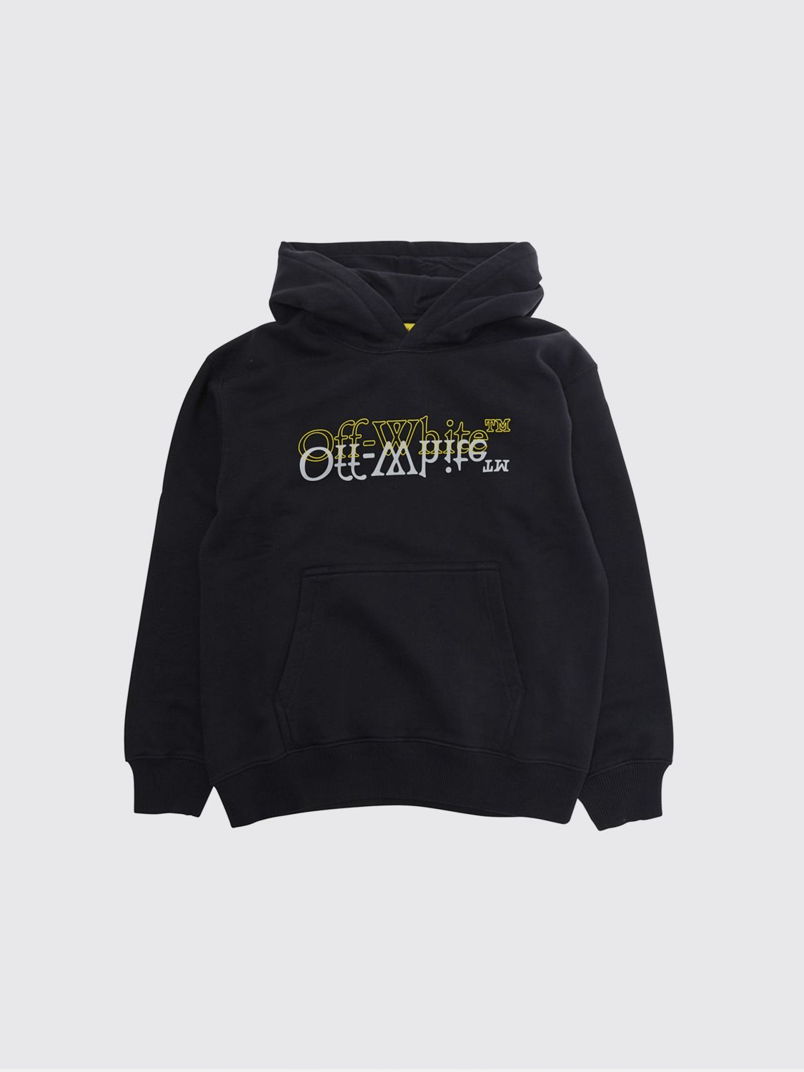 Off-White Kids Boy's Logo Print Cotton Hoodie with Kangaroo Pocket