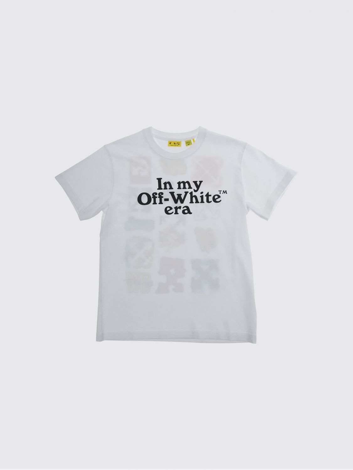 Off-White Kids Boy's Crewneck Cotton T-shirt with Arrows Graphic Print　オフホワイト キッズ ボーイズ クルーネック コットン T シャツ、Arrows グラフィック プリント Off-White