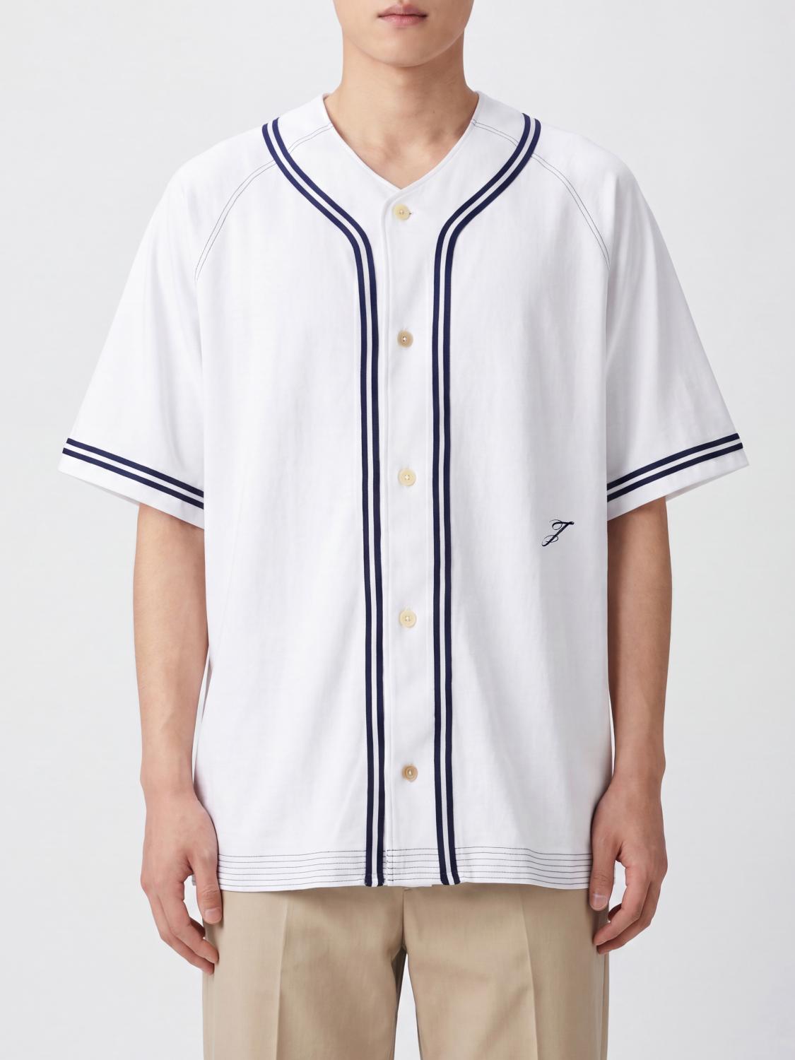 JACQUEMUS Relaxed Fit Baseball-Style Cotton Shirt with Contrast Logo